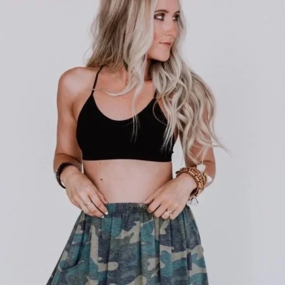 Black Boho Floral Lace Mesh Racerback Bralette - Picture 2 of 4